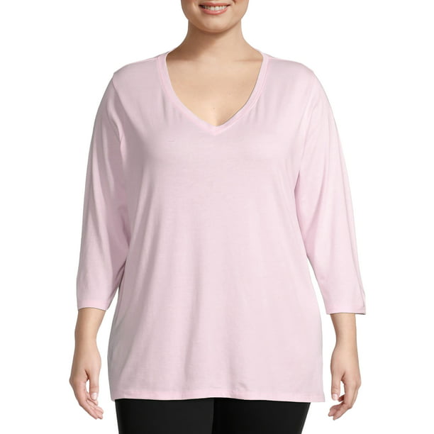 Lock and Love Women's 3/4 Sleeve Cross Front Wrapped V Neck Top S-3XL Plus Size Made in U.S.A. 